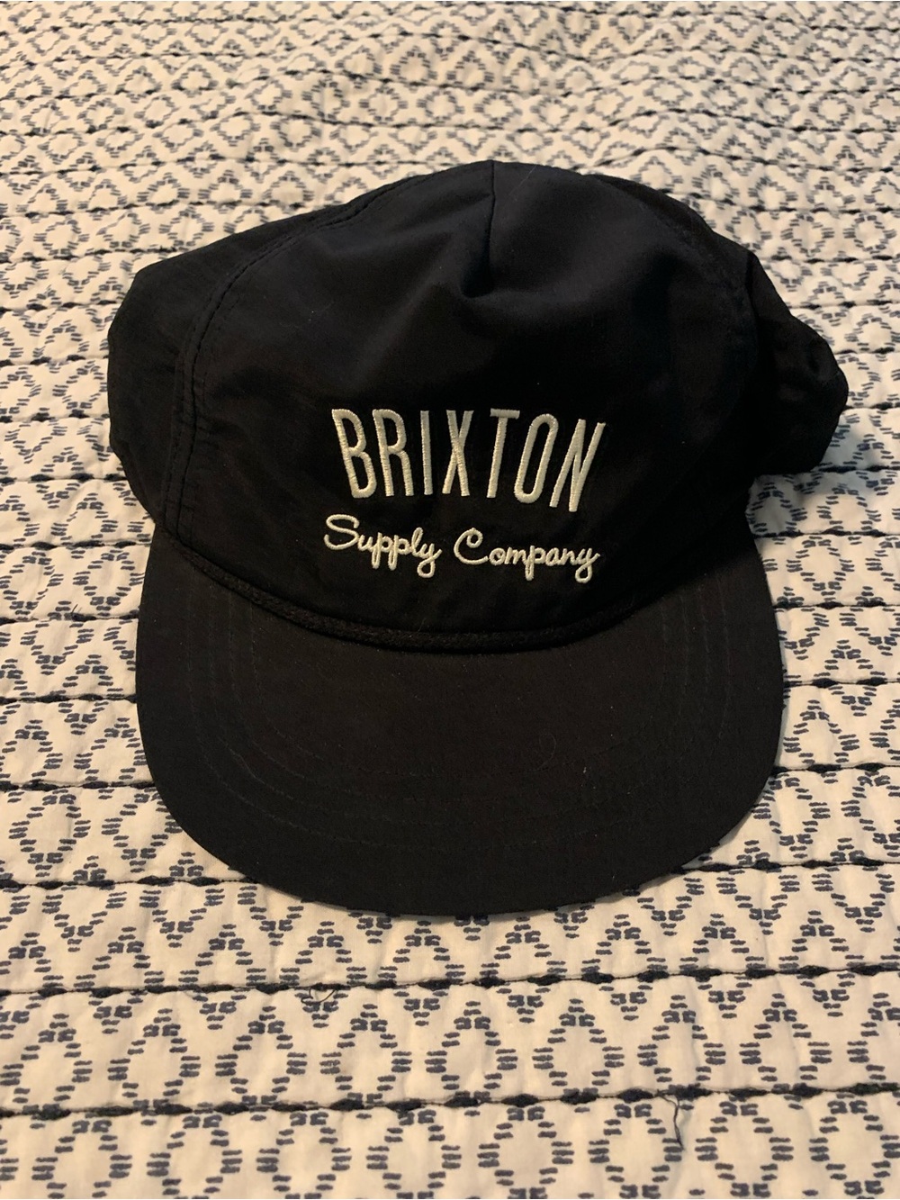 Brixton Black Cap with Cream Embroidered Logo